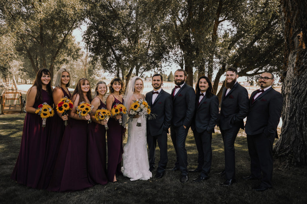 Group shot of bridesmaids and groomsmen during an intimate donnelly wedding