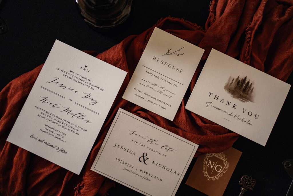 flatlay of invitation suite from basic invite