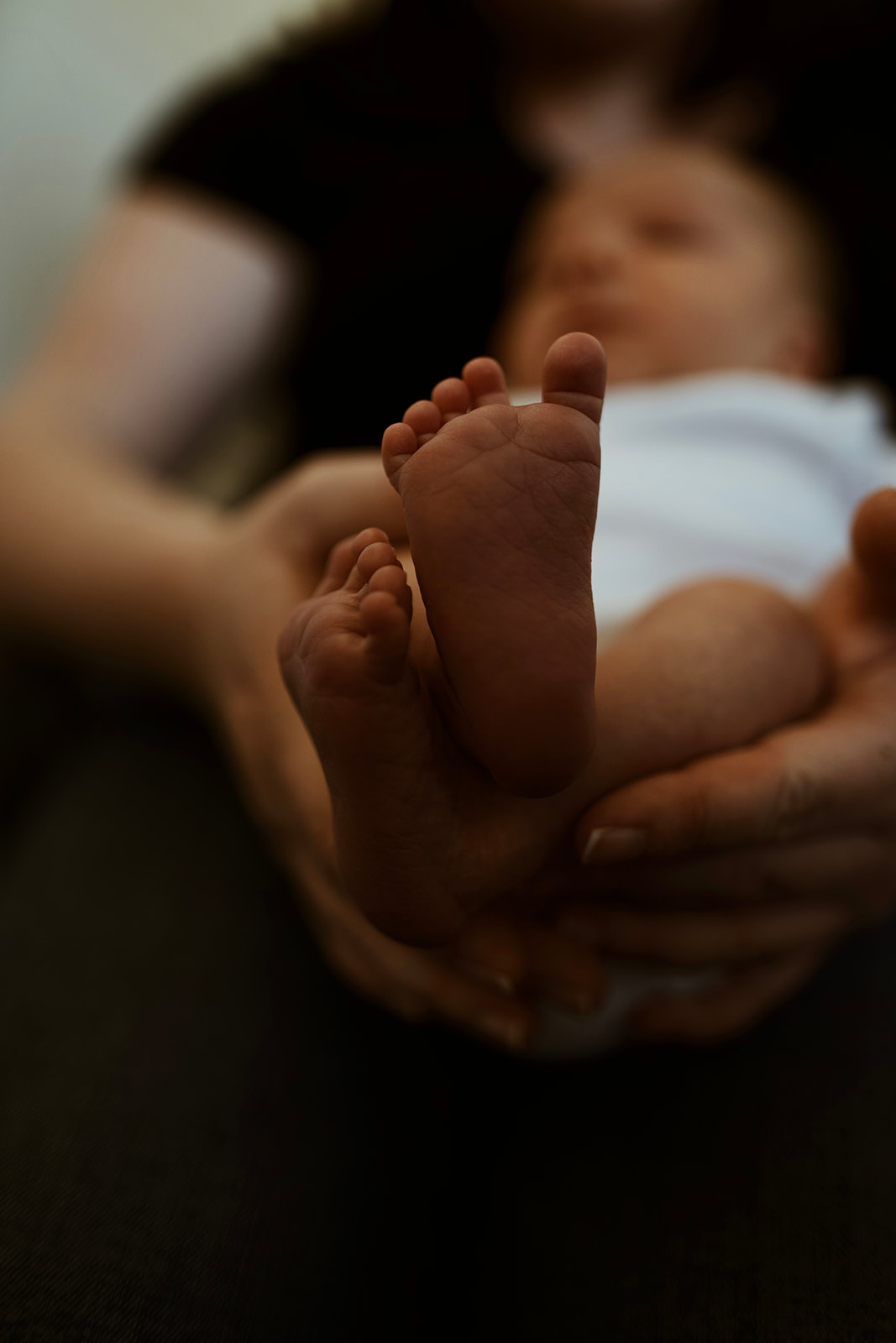 Detail shot boise lifestyle newborn session baby feet 