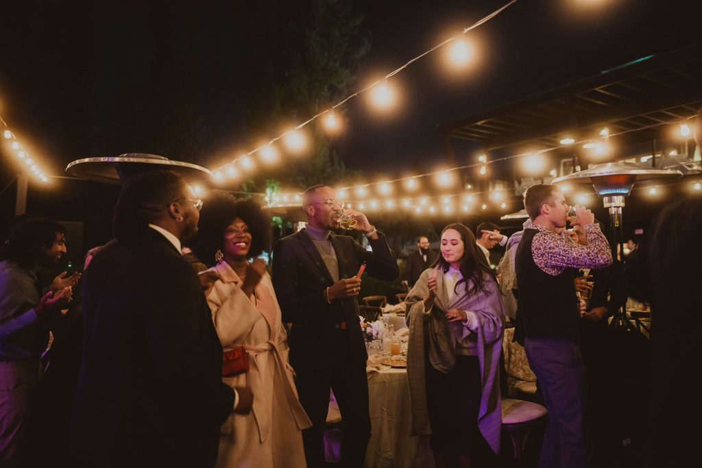 Candid film photos of the dreamy wedding at Beacon Hill reception space as guests enjoy the party