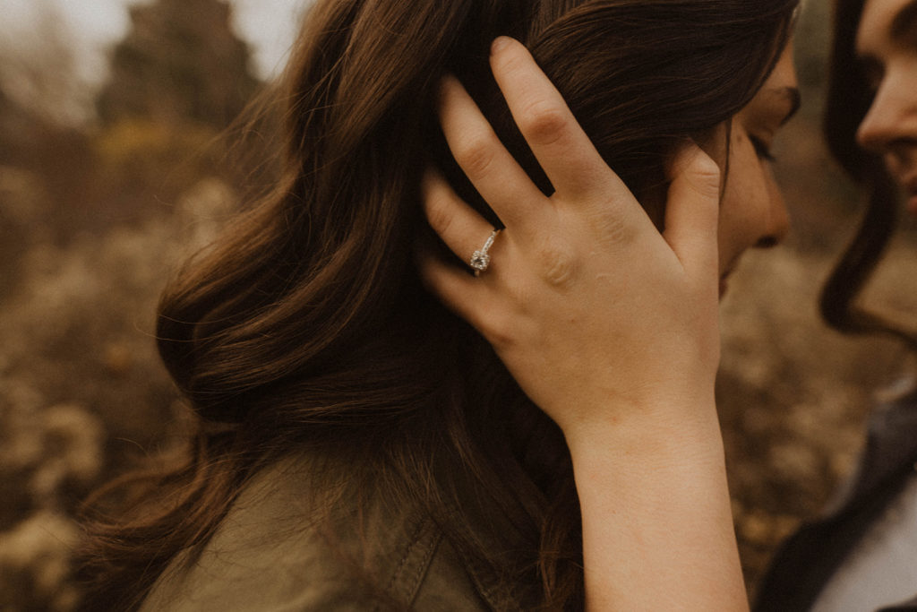 detail shot of ring during a kathryn albertson park engagement session