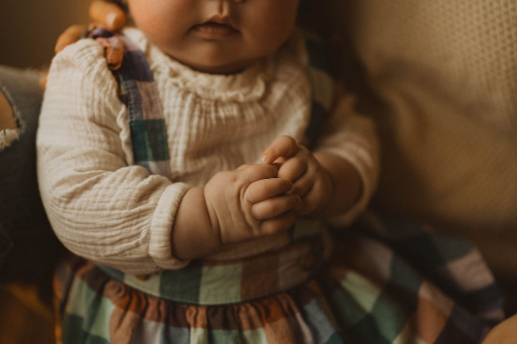 photo of baby's hands and cheeks during the family session