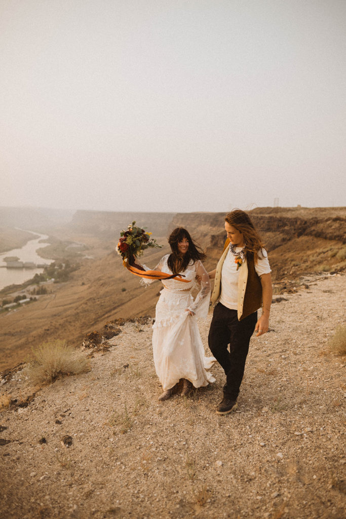 lgbtq brides during their snake river canyon elopement