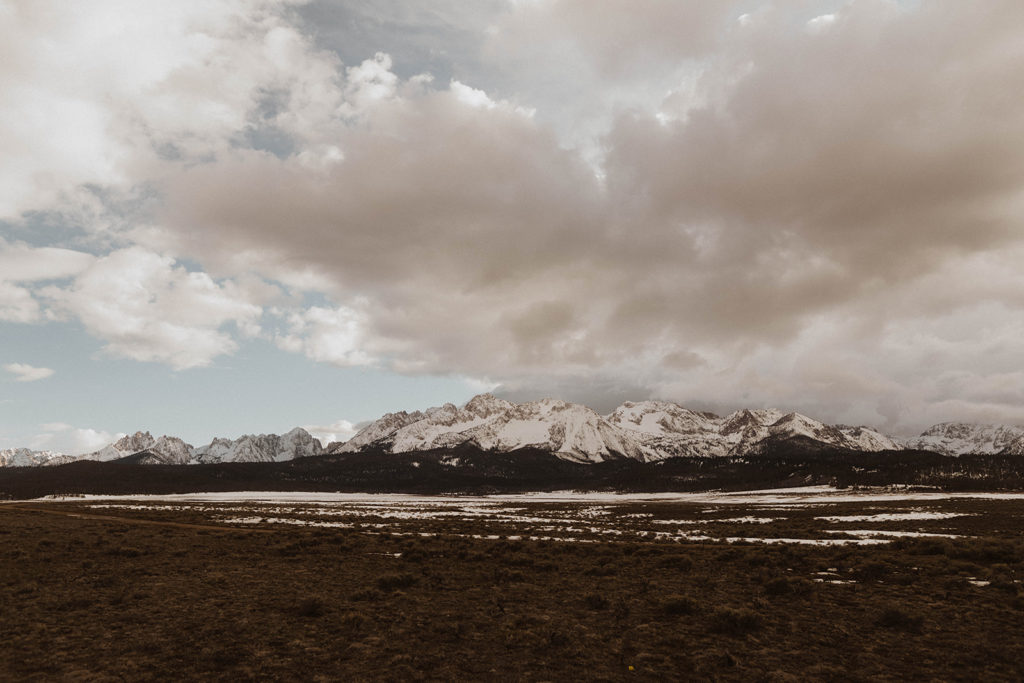 image of the sawtooth mountains on film